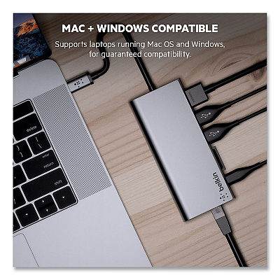 Belkin USB-C Multimedia Hub, 6 Ports, Space Gray (BLKF4U092BTSGY)