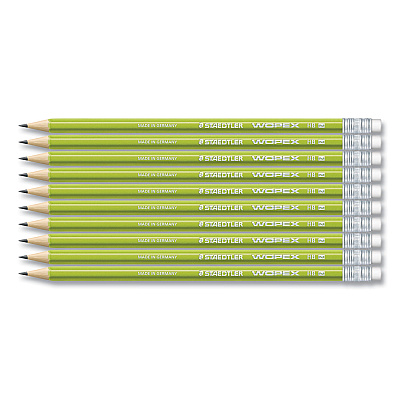 Staedtler Wopex Extruded Pencil, HB (#2), Black Lead, Green Barrel, 10/Pack (STD182C10A6)