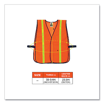 ergodyne 8040HL Non-Certified Hi-Gloss Vest, Polyester, One Size Fits Most, Orange (EGO20070)