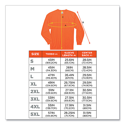 ergodyne GloWear 8091 Non-Certified Hi-Vis Long Sleeve Shirt, Small, Orange (EGO21592)