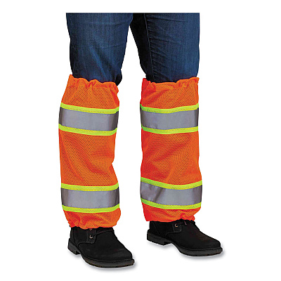 ergodyne GloWear 8009 Class E Two-Tone Mesh Leg Gaiters, One Size Fits Most, Orange (EGO29091)