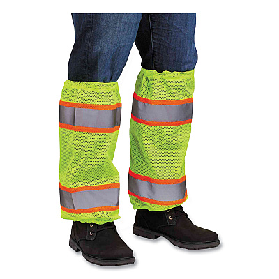 ergodyne GloWear 8009 Class E Two-Tone Mesh Leg Gaiters, One Size Fits Most, Lime (EGO29093)