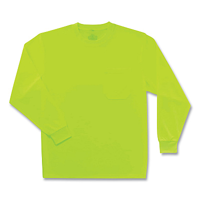 ergodyne GloWear 8091 Non-Certified Hi-Vis Long Sleeve Shirt, 4X-Large, Lime (EGO21588)