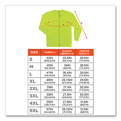 ergodyne GloWear 8091 Non-Certified Hi-Vis Long Sleeve Shirt, X-Large, Lime (EGO21585)