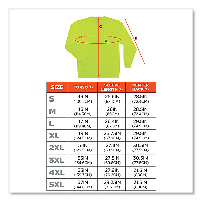 ergodyne GloWear 8091 Non-Certified Hi-Vis Long Sleeve Shirt, Large, Lime (EGO21584)