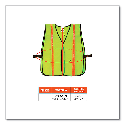 ergodyne GloWear 8040HL Non-Certified Hi-Gloss Vest, Polyester, One Size Fits Most, Lime (EGO20080)