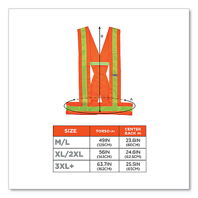 ergodyne GloWear 8140BA Class 1 Breakaway Sash, Polyester, 3X-Large Plus, Orange (EGO27019)