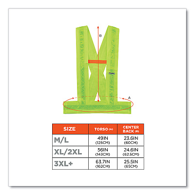 ergodyne GloWear 8140BA Class 1 Breakaway Sash, Polyester, Medium/Large, Lime (EGO27014)