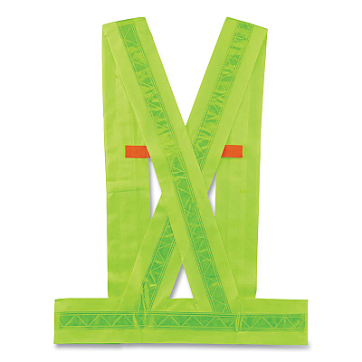 ergodyne GloWear 8140BA Class 1 Breakaway Sash, Polyester, X-Large/2X-Large, Lime (EGO27015)