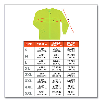 ergodyne GloWear 8091 Non-Certified Hi-Vis Long Sleeve Shirt, Small, Lime (EGO21582)