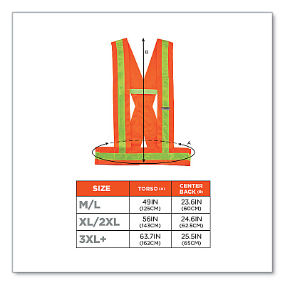 ergodyne GloWear 8140BA Class 1 Breakaway Sash, Polyester, X-Large/2X-Large, Orange (EGO27018)