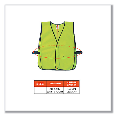 ergodyne GloWear 8010HL Non-Certified Economy Vest, Polyester, One Size Fits Most, Lime (EGO20020)
