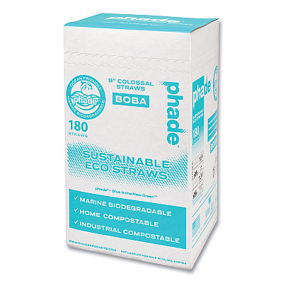 phade Marine Biodegradable Straws, Boba Straws, 9", Ocean Blue, 720/Carton (CAR511208)