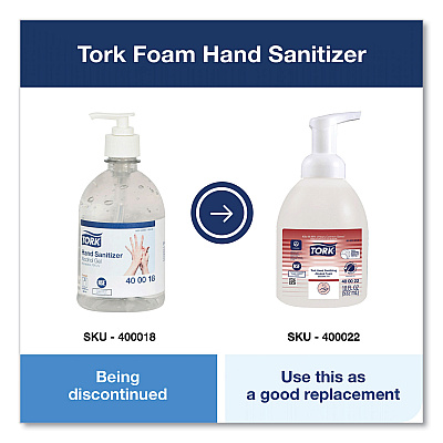 Tork Alcohol Foam Hand Sanitizer, 18 oz Pump Bottle, Unscented, 6/Carton (TRK400022)