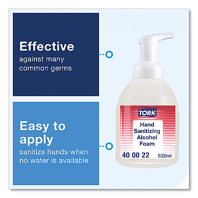 Tork Alcohol Foam Hand Sanitizer, 18 oz Pump Bottle, Unscented, 6/Carton (TRK400022)