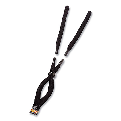 ergodyne Skullerz 3215 Cotton Breakaway Eyewear Lanyard, Cotton Barrel Slide Fastener, 12" Long, Black (EGO19212)