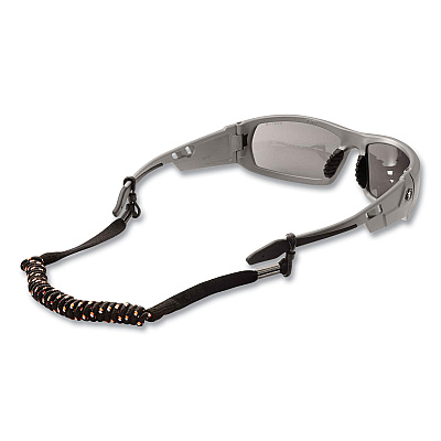 ergodyne Skullerz 3280 Elastic Coil Eyewear Lanyard, PVC O-Ring Slip Fastener, 10" Long, Black (EGO19280)