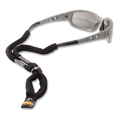 ergodyne Skullerz 3215 Cotton Breakaway Eyewear Lanyard, Cotton Barrel Slide Fastener, 12" Long, Black (EGO19212)