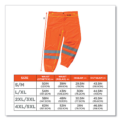 ergodyne GloWear 8910 Class E Hi-Vis Pants, 4X-Large/5X-Large, Orange (EGO22859)