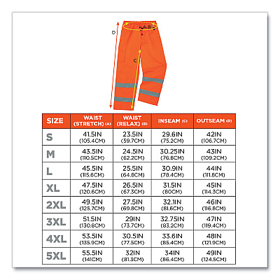 ergodyne GloWear 8925 Class E Hi-Vis Thermal Pants, 2X-Large, Orange (EGO24446)