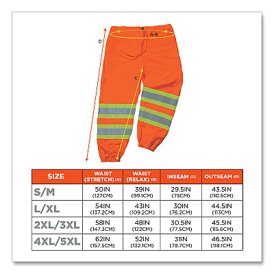 ergodyne GloWear 8911 Class E Two-Tone Pants, Large/X-Large, Orange (EGO22865)