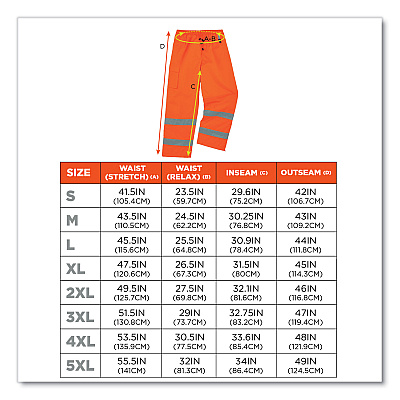 ergodyne GloWear 8925 Class E Hi-Vis Thermal Pants, Small, Orange (EGO24442)
