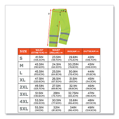 ergodyne GloWear 8925 Class E Hi-Vis Thermal Pants, Small, Lime (EGO24452)