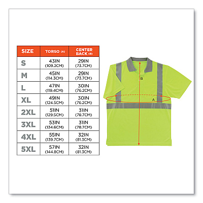 ergodyne GloWear 8295 Class 2 Hi-Vis Polo Shirt, 5X-Large, Lime (EGO21649)