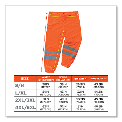 ergodyne GloWear 8910 Class E Hi-Vis Pants, Small/Medium, Orange (EGO22853)