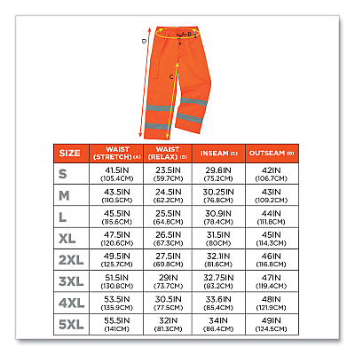 ergodyne GloWear 8925 Class E Hi-Vis Thermal Pants, Large, Orange (EGO24444)