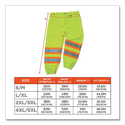 ergodyne GloWear 8911 Class E Two-Tone Pants, 2X-Large/3X-Large, Lime (22967)