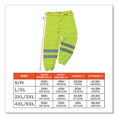 ergodyne GloWear 8910 Class E Hi-Vis Pants, 4X-Large/5X-Large, Lime (EGO22959)