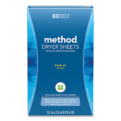 Method Dryer Sheets, Fresh Air, 80/Box, 6 Boxes/Carton (MTH318048)