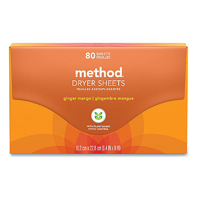 Method Dryer Sheets, Ginger Mango, 80/Box, 6 Boxes/Carton (MTH318049)