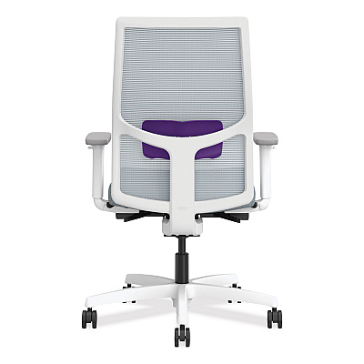 HON Ignition 2.0 4-Way Stretch Mid-Back Task Chair, Supports 300 lb, 17" to 21" Seat Height, Basalt Seat, Fog Back, White Base (HONI2M2AFA25RDW)
