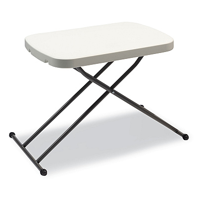 Alera Height-Adjustable Personal Folding Table, Rectangular, 25.6" x 17.7" x 19" to 28", White Top, Dark Gray Legs (ALE65604N)
