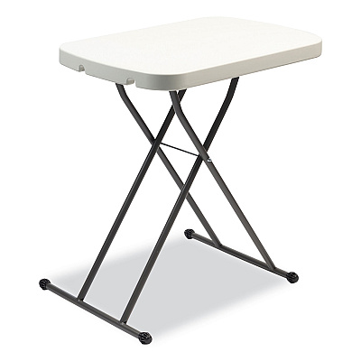 Alera Height-Adjustable Personal Folding Table, Rectangular, 25.6" x 17.7" x 19" to 28", White Top, Dark Gray Legs (ALE65604N)