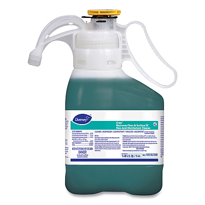 Diversey Crew Restroom Floor and Surface SC Non-Acid Disinfectant Cleaner, Fresh, 1.4 L Bottle, 2/Carton (DVO101102189)