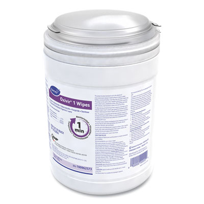 Diversey Oxivir 1 Wipes, 1-Ply, 10 x 10, Characteristic Scent, White, 60 Canister, 12 Canisters/Carton (DVO100962573)