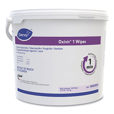 Diversey Oxivir 1 Wipes, 1-Ply, 11 x 12, 160/Canister, 4 Canisters/Carton (DVO100850924)