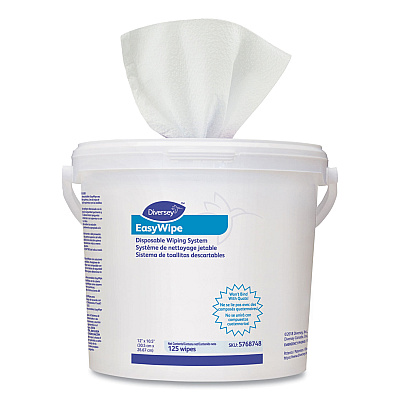 Diversey Easywipe Disposable Wiping Refill, 8.63 x 24.88, White, 125/Bucket, 6/Carton (DVO5768748)