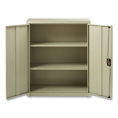 Alera Economy Assembled Storage Cabinets, 3 Shelves, 36" x 18" x 42", Putty (ALEHCM4218PY)