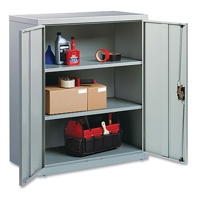 Alera Economy Assembled Storage Cabinets, 3 Shelves, 36" x 18" x 42", Light Gray (ALEHCM4218LG)
