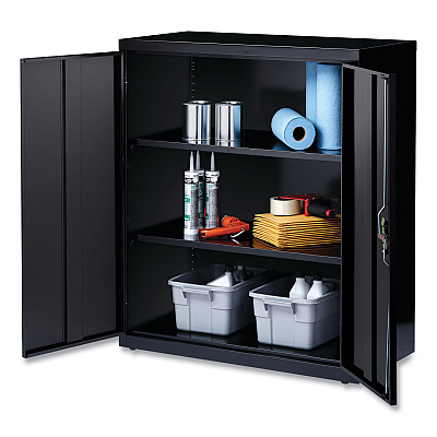 Alera Economy Assembled Storage Cabinets, 3 Shelves, 36" x 18" x 42", Black (ALEHCM4218BK)