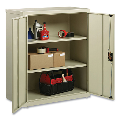 Alera Economy Assembled Storage Cabinets, 3 Shelves, 36" x 18" x 42", Putty (ALEHCM4218PY)