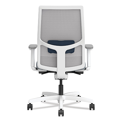 HON Ignition 2.0 4-Way Stretch Mid-Back Mesh Task Chair, Navy Blue Lumbar Support, Basalt Seat, Fog Back, White Base (HONI2MM2AFA25EX)