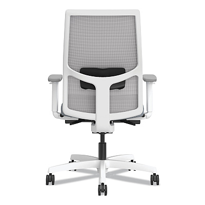 HON Ignition 2.0 4-Way Stretch Mid-Back Mesh Task Chair, Black Adjustable Lumbar Support, Basalt Seat, Fog Back, White Base (HONI2MM2AFA25BX)