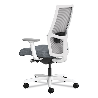 HON Ignition 2.0 4-Way Stretch Mid-Back Mesh Task Chair, Black Adjustable Lumbar Support, Basalt Seat, Fog Back, White Base (HONI2MM2AFA25BX)
