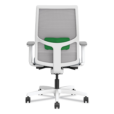 HON Ignition 2.0 4-Way Stretch Mid-Back Mesh Task Chair, Green Adjustable Lumbar Support, Basalt Seat, Fog Back, White Base (HONI2MM2AFA25KX)