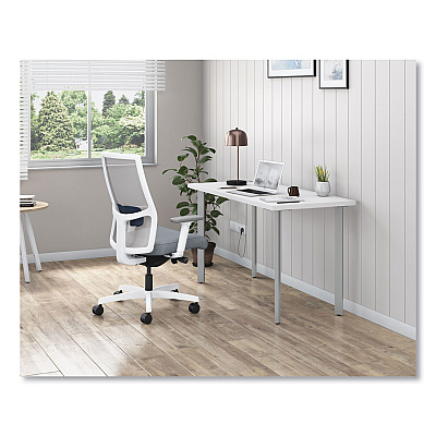HON Ignition 2.0 4-Way Stretch Mid-Back Mesh Task Chair, Navy Blue Lumbar Support, Basalt Seat, Fog Back, White Base (HONI2MM2AFA25EX)